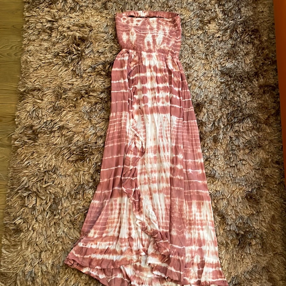Tie dye strapless beach dress